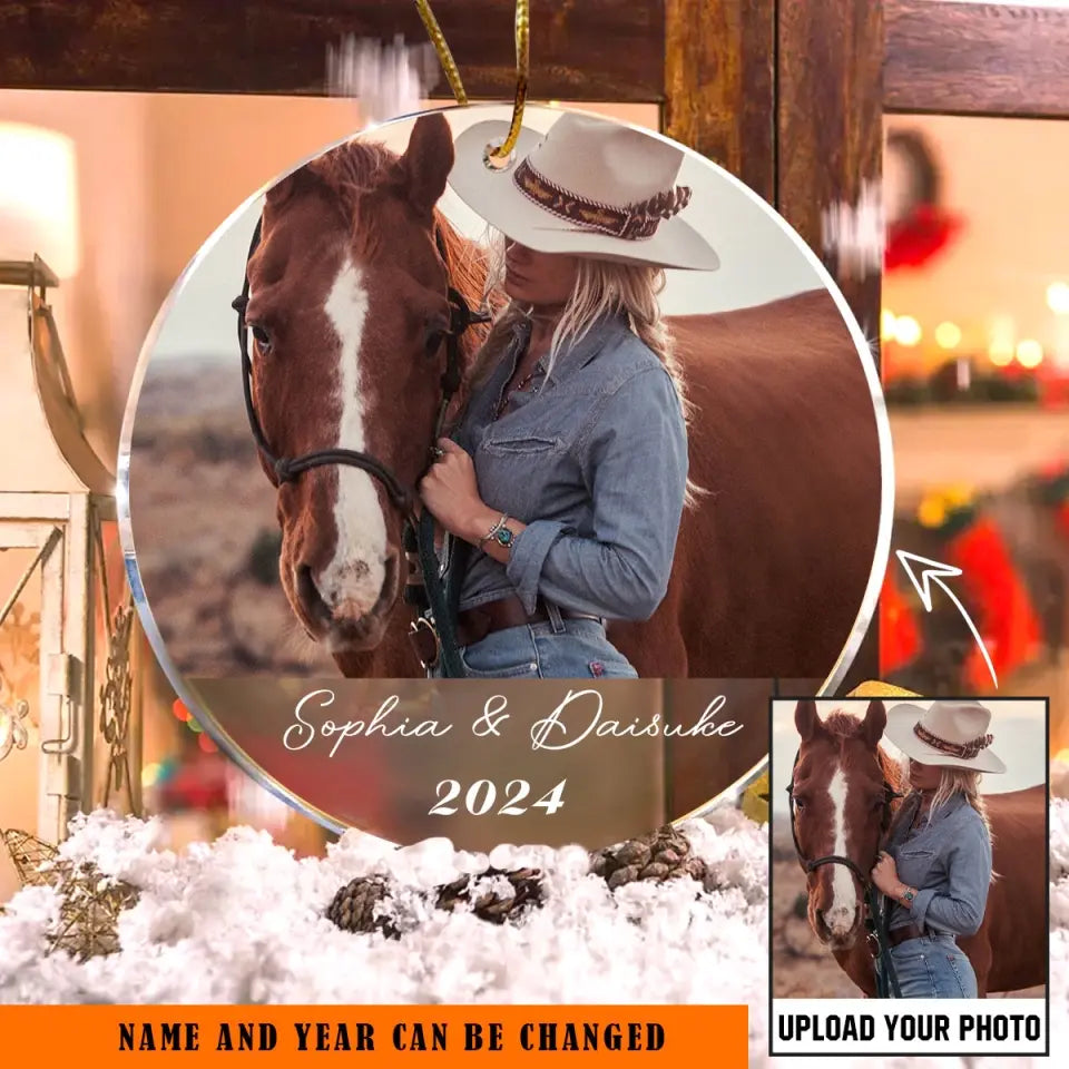 Personalized Upload Your Horse Photo Horse Lovers Gift Christmas Gift Acrylic/Plastic Ornament Printed KVH23462