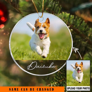 Personalized Upload Your Dog Photo Dog Lovers Gift Christmas Gift Acrylic/Plastic Ornament Printed KVH23465