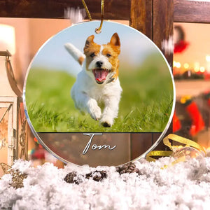 Personalized Upload Your Dog Photo Dog Lovers Gift Christmas Gift Acrylic/Plastic Ornament Printed KVH23465