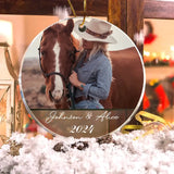 Personalized Upload Your Horse Photo Horse Lovers Gift Christmas Gift Acrylic/Plastic Ornament Printed KVH23462