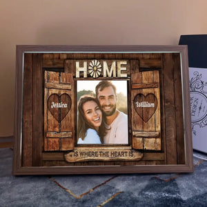 Personalized Upload Couple Photo Home Is Where The Heart Is  Light Frame Canvas Printed HTHVQ23474