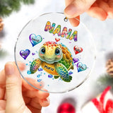 Personalized Nana Grandma Turtle Hearts with Kid Names  Christmas Gift Acrylic/Ceramic Ornament Printed PTN23471