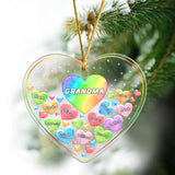 Personalized Grandma Hearts with Kid Name Christmas Gift Acrylic/Plastic Ornament Printed KVH23483