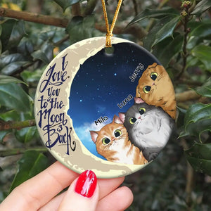 Personalized I Love You To The Moon & Back Cat Lovers Gift Christmas Gift Ceramic Ornament Printed KVH23487