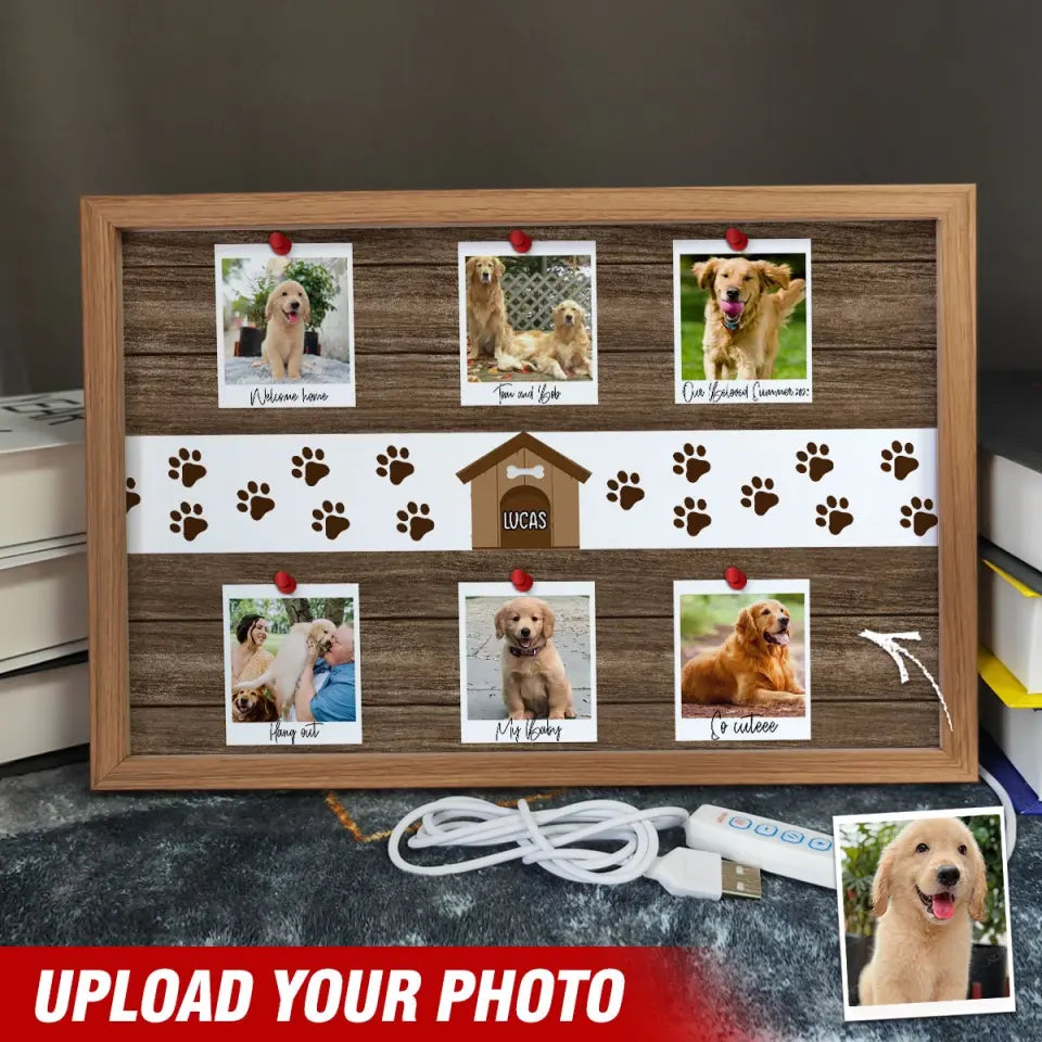 Personalized Dog Upload Photo Light Frame Canvas Printed HTHVQ23502