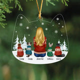 Personalized Girl & Cats Custom Name Cat Mom Christmas Gift Acrylic Ornament Printed HN23490