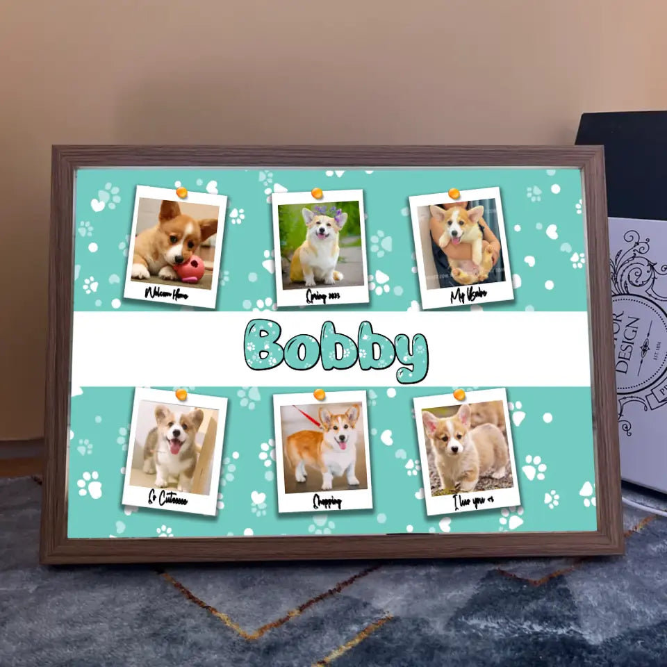 Personalized Dog Upload Photo Light Frame Canvas Printed HTHVQ23507