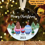 Personalized Merry Christmas Family with Pets Dog Lovers Cat Lovers Gift Xmas Gift Acrylic Ornament Printed HTHVQ23511