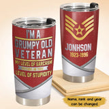 Personalized US Veteran I'm A Grumpy Old Veteran Tumbler Printed QTKH525