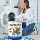 Personalized Turtle Grandma Heart with Kid Names Laundry Basket Printed PTN23512