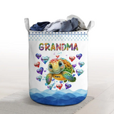 Personalized Turtle Grandma Heart with Kid Names Laundry Basket Printed PTN23512