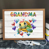 Personalized Grandma Turtle Hearts with Kid Names Light Frame Canvas Printed VQ23436