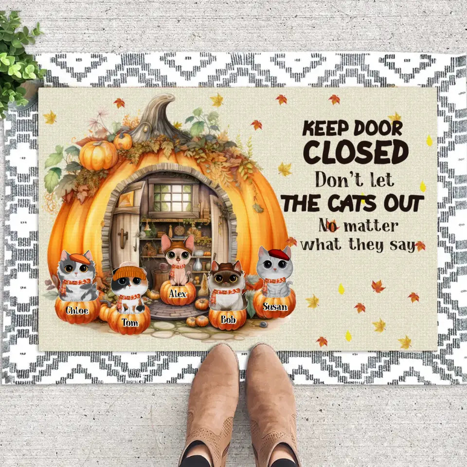 Personalized Keep Door Closed Don't Let The Cats Out No Matter What They Say Cat Lovers Gift Doormat Printed MTKVH1707