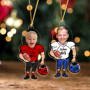 Personalized Upload Your Photo American Football Christmas Gift Acrylic Ornament Printed QTPN528