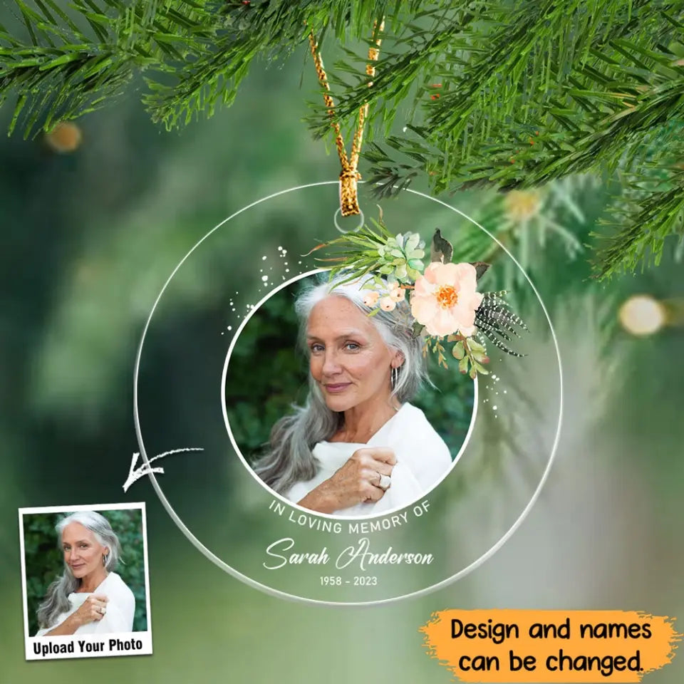 Personalized Upload Photo In Loving Memory Of Acrylic Ornament Printed HTHHN23541