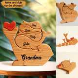 Personalized Grandma Dophins & Kid Names Wooden Animal Decoration Printed PTN23552