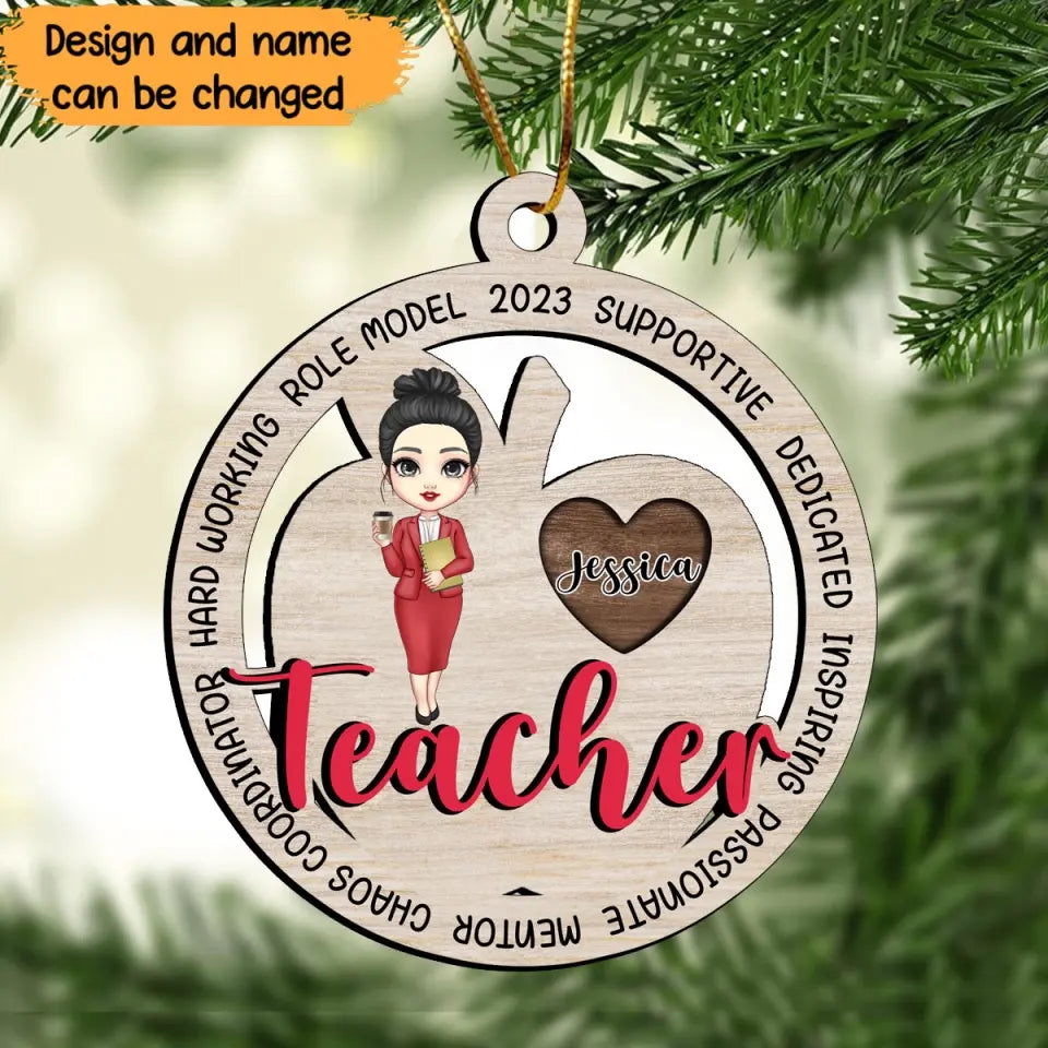 Personalized Role Model 2023 Supportive Dedicated Inspiring Passionate Mentor Chaos Coordinator Hard Working Wooden Ornament Printed LDMVQ23565