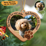 Personalized Upload Your Dog Photo No Longer By Our Side But Forever In Our Heart Wooden Ornament Printed QTPN23573