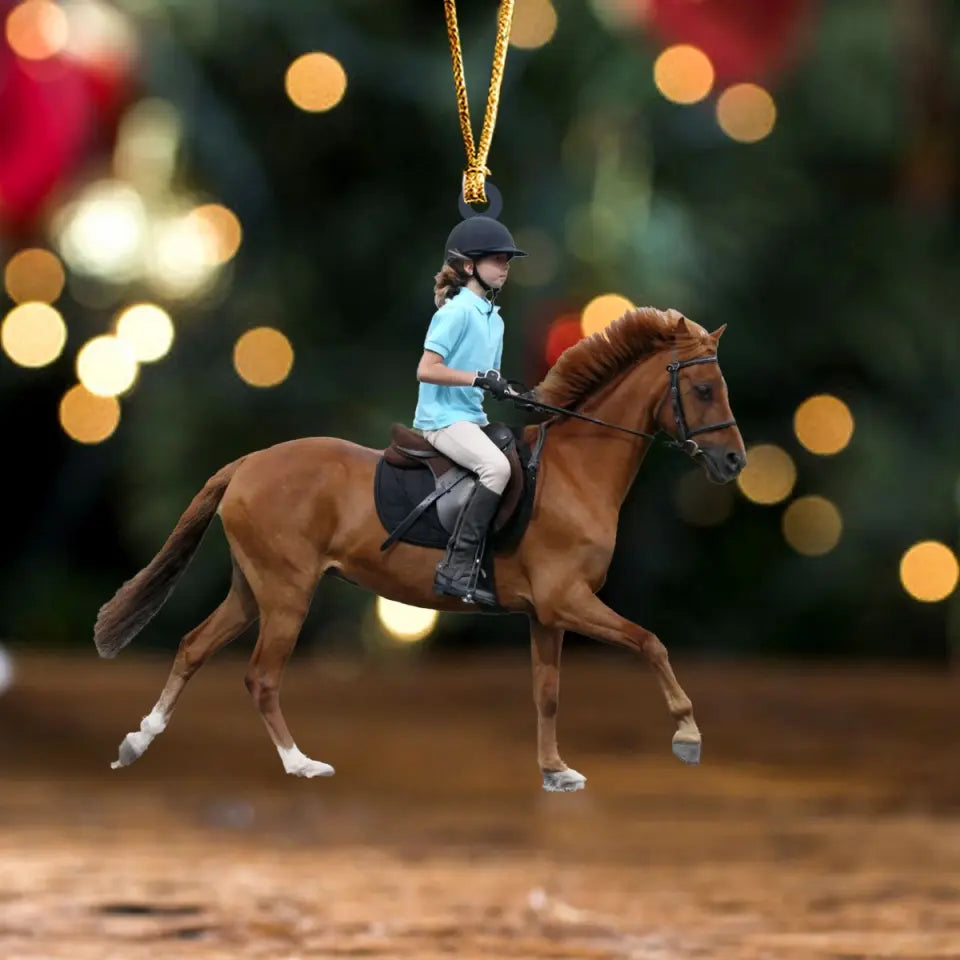 Personalized Upload Your Horse Riding Photo Acrylic Ornament Printed VQ23580