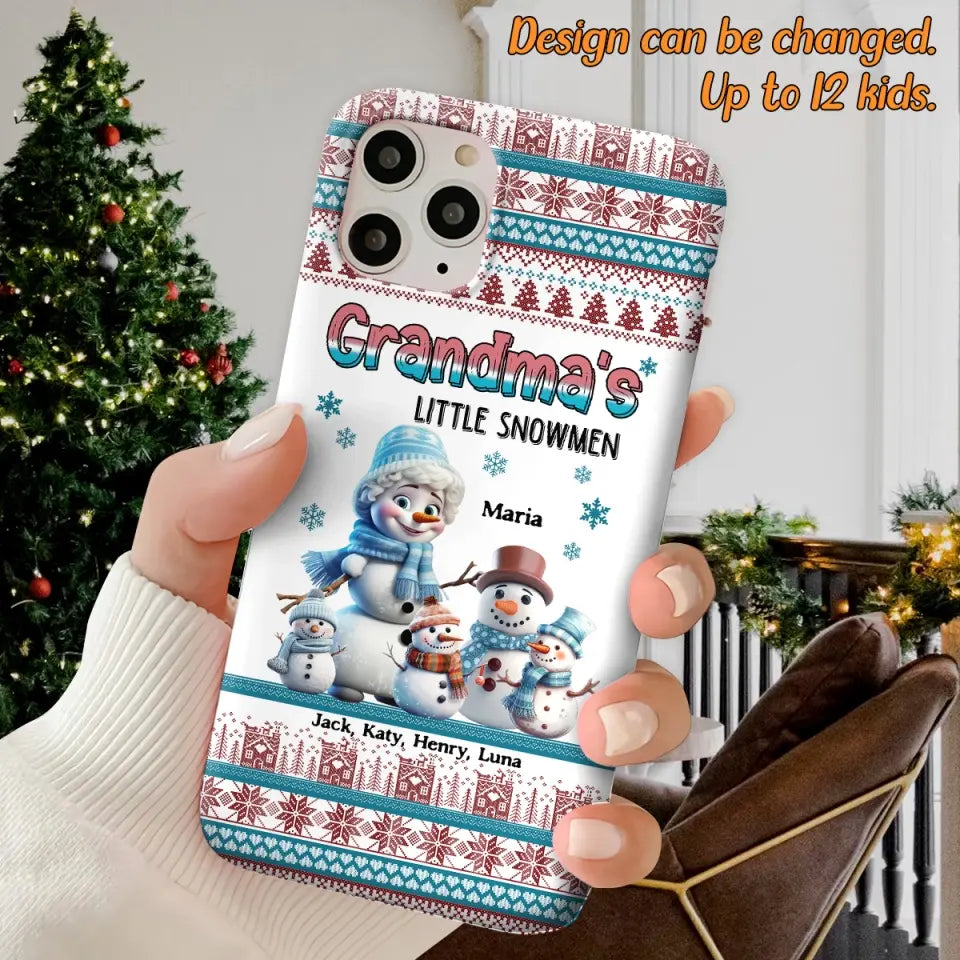 Personalized Grandma's Little Snowmen Custom Kid Names Phonecase Printed MTPN23524