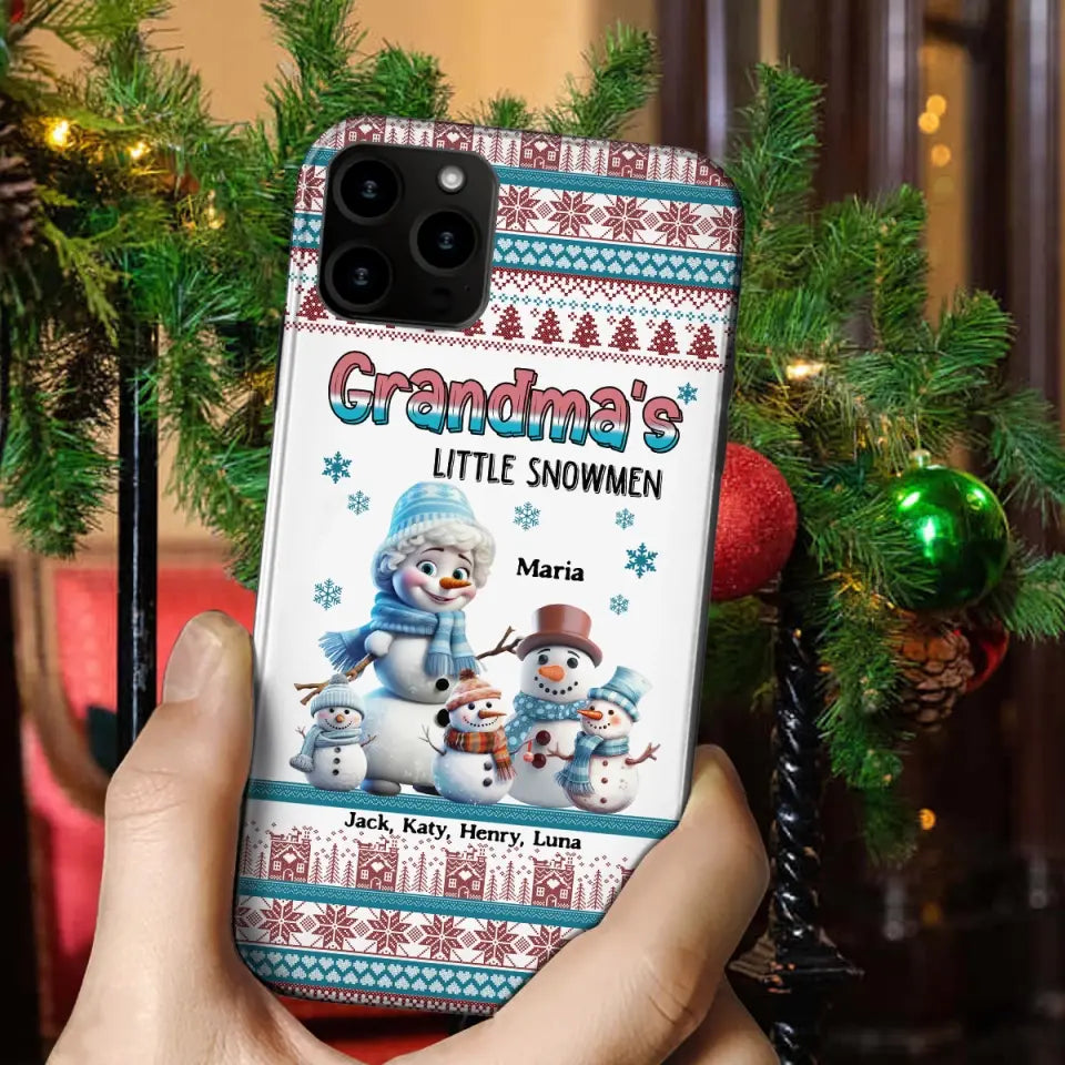 Personalized Grandma's Little Snowmen Custom Kid Names Phonecase Printed MTPN23524