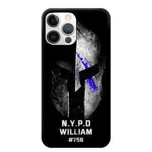 Personalized Spartan Helmet Police Department Custom Name & Badge Number Phonecase Printed QTKVH23591