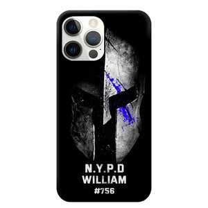 Personalized Spartan Helmet Police Department Custom Name & Badge Number Phonecase Printed QTKVH23591