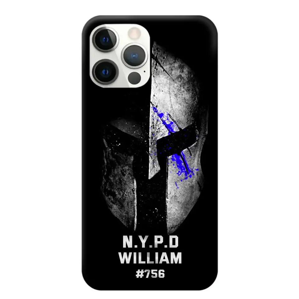 Personalized Spartan Helmet Police Department Custom Name & Badge Number Phonecase Printed QTKVH23591