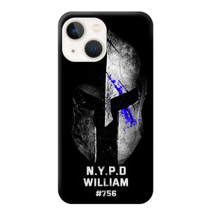 Personalized Spartan Helmet Police Department Custom Name & Badge Number Phonecase Printed QTKVH23591