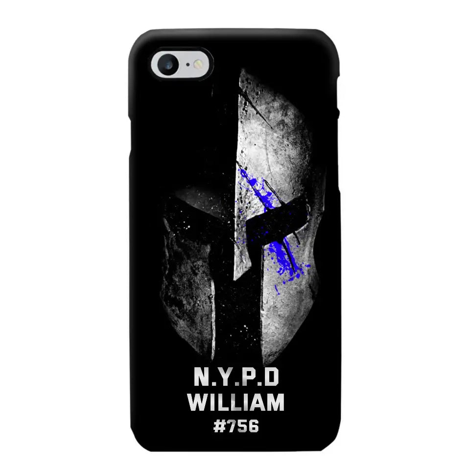 Personalized Spartan Helmet Police Department Custom Name & Badge Number Phonecase Printed QTKVH23591