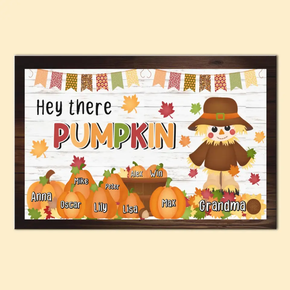 Personalized Hey There Pumpkin Fall Doormat HTHHN23595