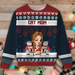 Personalized Cat Mom Grandma Sweater Printed TQTHN23538