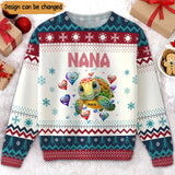 Personalized Turtle Grandma Hearts & Kid Names Sweater Printed PN23401