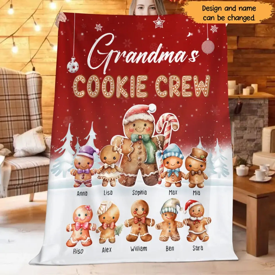 Personalized Grandma & Cookie Crew Sherpa or Fleece Blanket Printed HTHHN23608