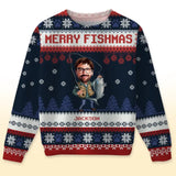 Personalized Upload Your Fishing Photo Merry Fishmas Christmas Gift Ugly Sweater Printed KVH23609