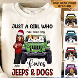 Personalized Just A Girl Who Loves Jeeps & Dogs Sweater or T-shirt Christmas Gift Printed PTN23601