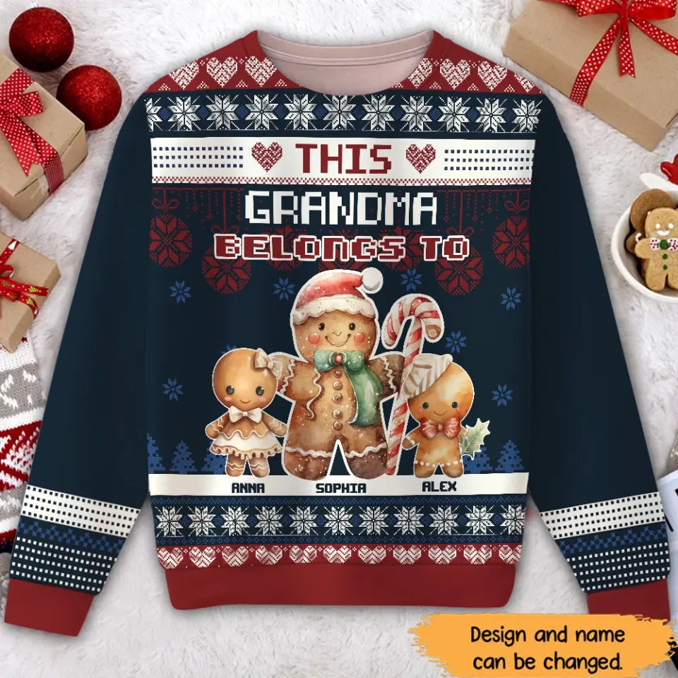 Personalized This Grandma Belongs To Ugly Sweater Printed HTHHN23635