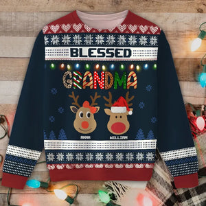 Personalized Blessed Grandma Ugly Sweater Printed HTHHN23644