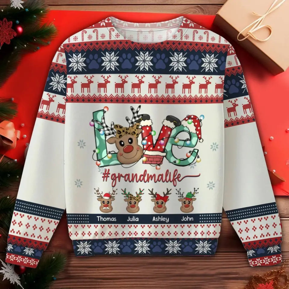 Personalized Love Grandmalife Ugly Sweater Printed HTHVQ23652