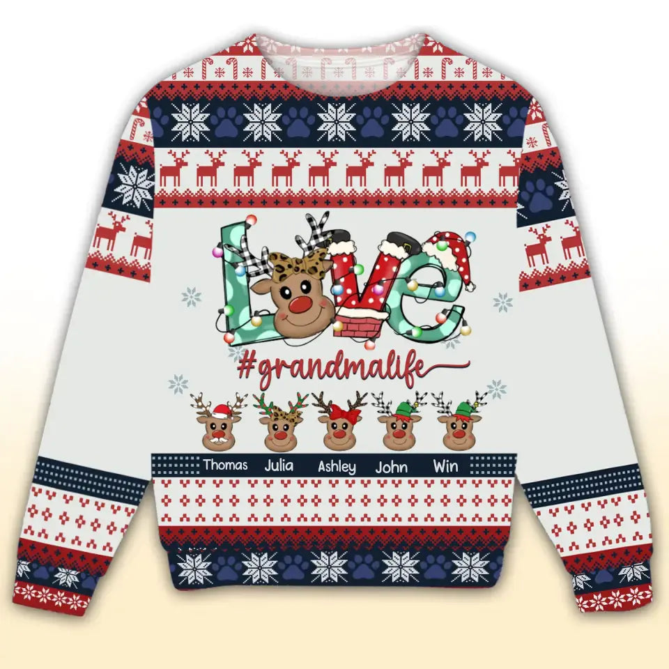 Personalized Love Grandmalife Ugly Sweater Printed HTHVQ23652