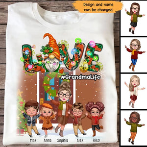 Personalized Love Grandmalife Kid Names Chirstmas Tree T-shirt Printed LMTHN23669