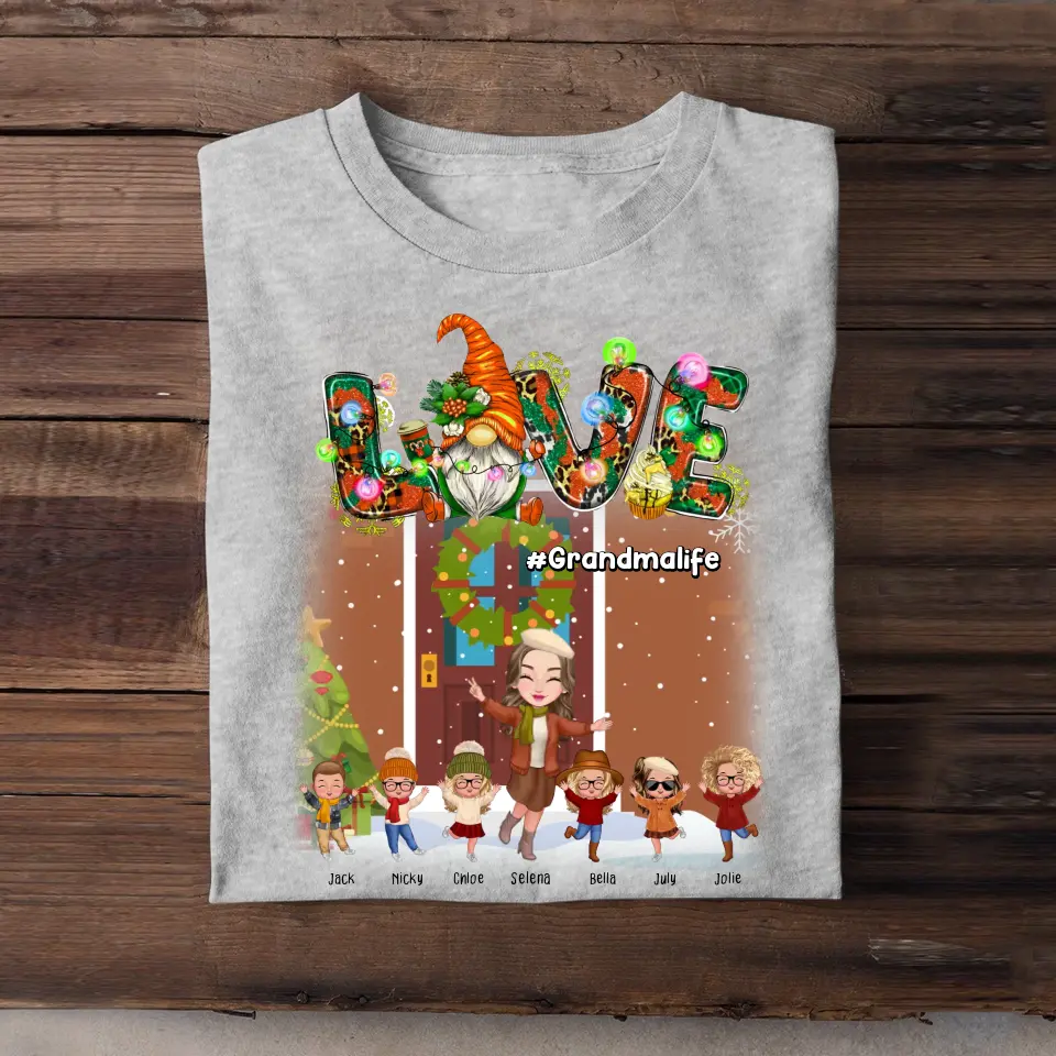 Personalized Love Grandmalife Kid Names Chirstmas Tree T-shirt Printed LMTHN23669