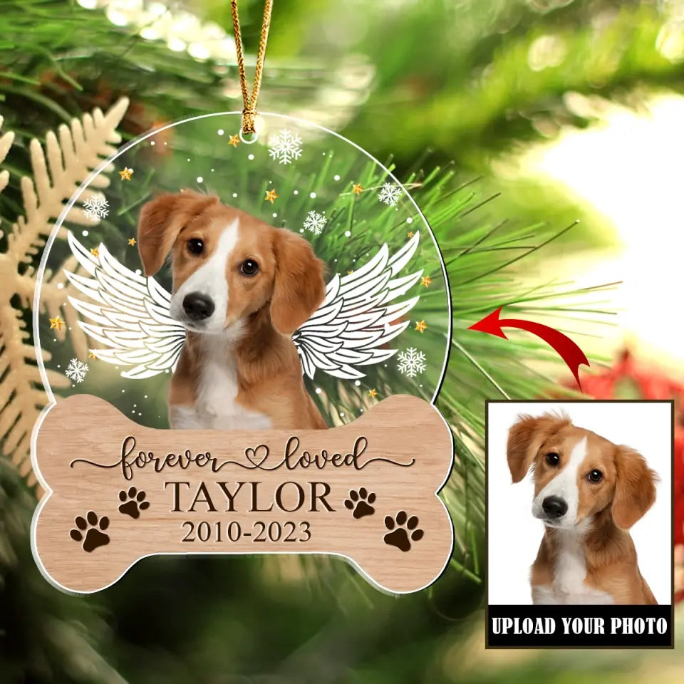 Personalized Upload Dog Photo Forever Loved Acrylic Ornament Printed HTHKVH23676