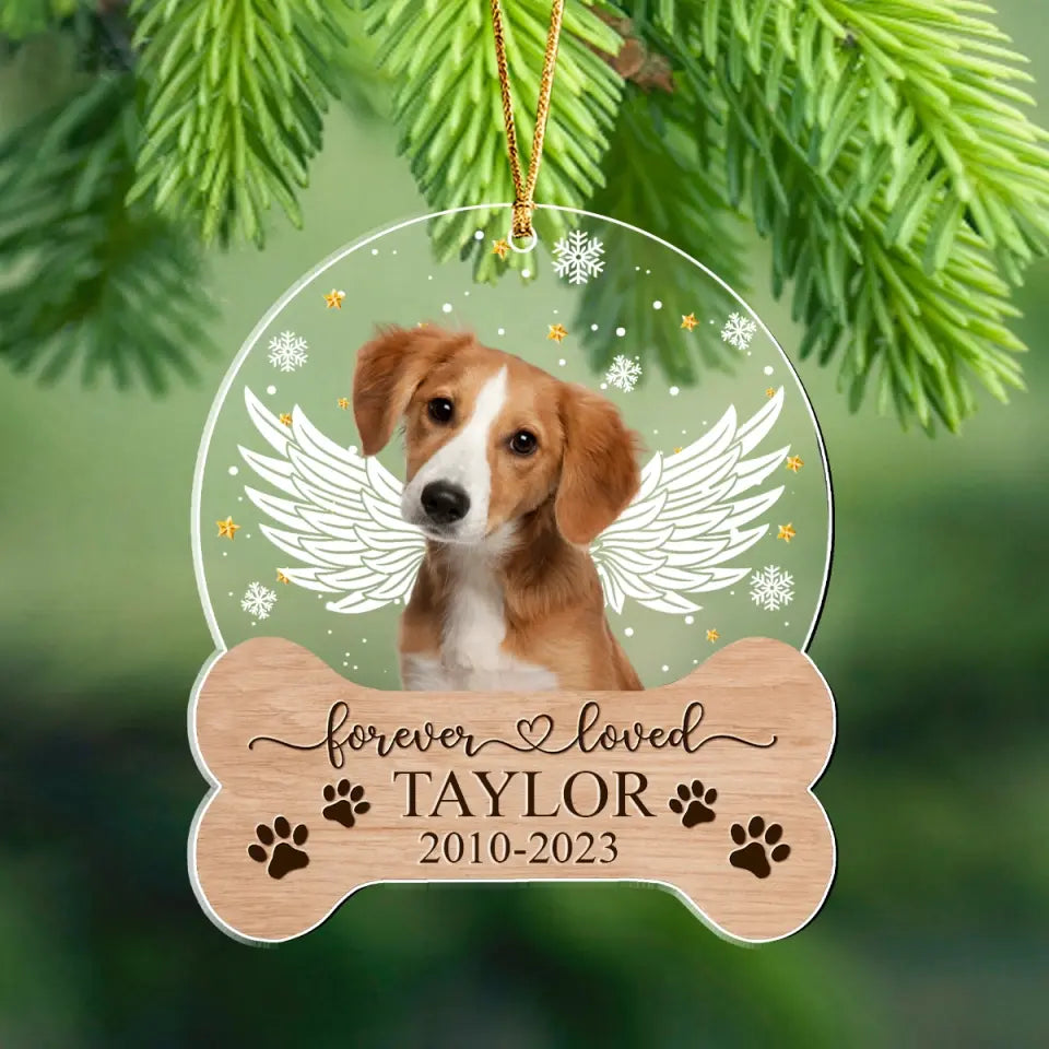 Personalized Upload Dog Photo Forever Loved Acrylic Ornament Printed HTHKVH23676