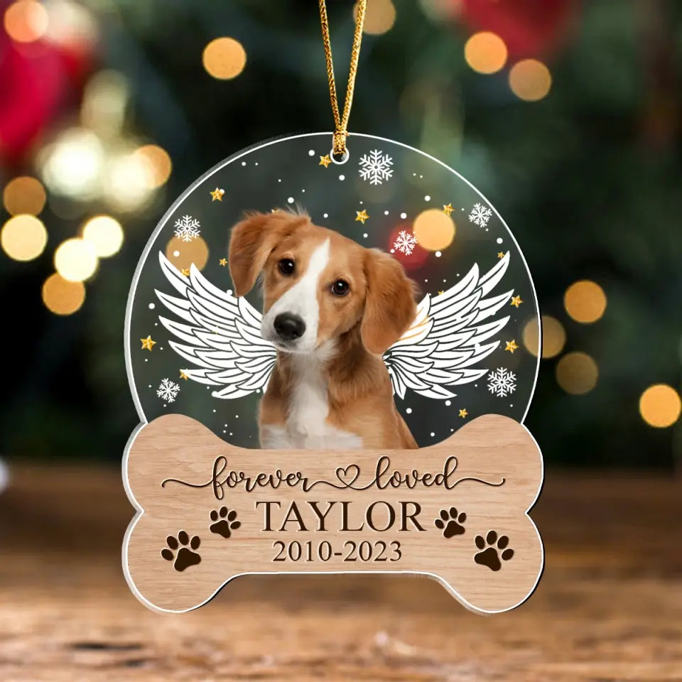 Personalized Upload Dog Photo Forever Loved Acrylic Ornament Printed HTHKVH23676