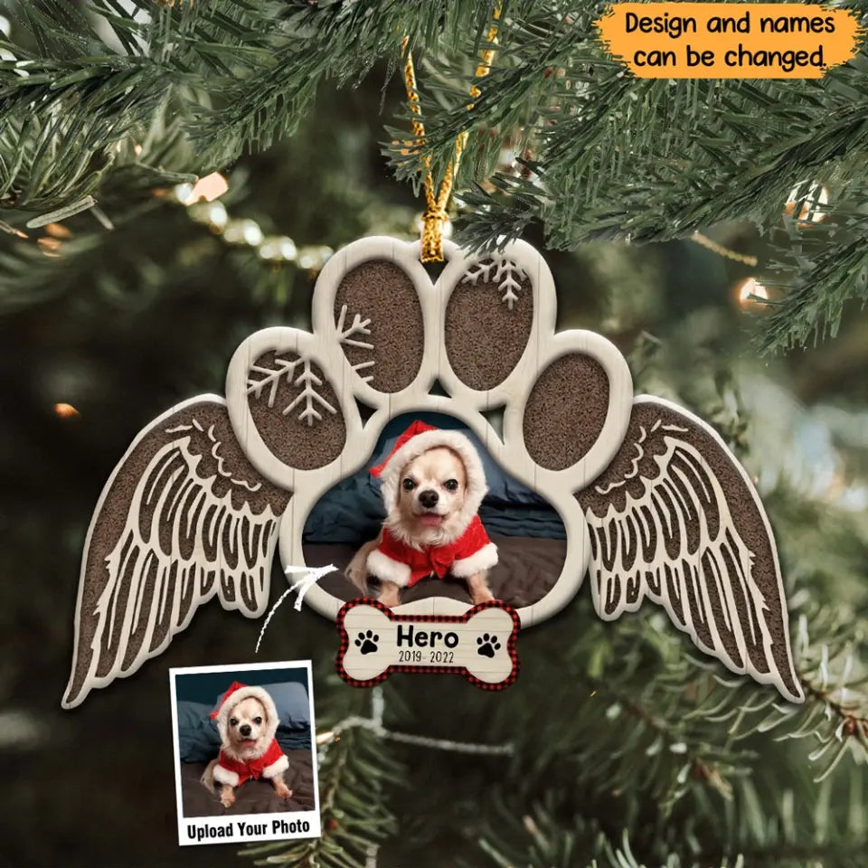 Personalized Upload Your Dog Photo Dog Memorial Wooden Ornament Printed NTMTHN23684