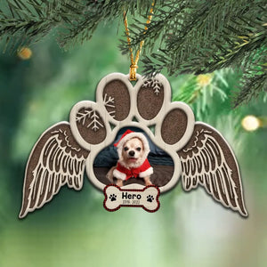 Personalized Upload Your Dog Photo Dog Memorial Wooden Ornament Printed NTMTHN23684