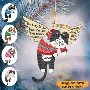 Personalized I Can Run Like A Kitty Cat Memorial Wooden Ornament Printed LDMPTN23688