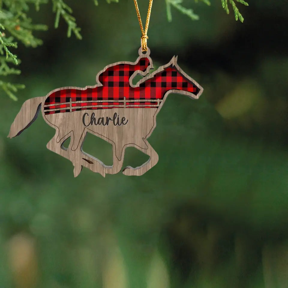 Personalized Horse Riding Wooden Ornament Printed LDMVQ23691