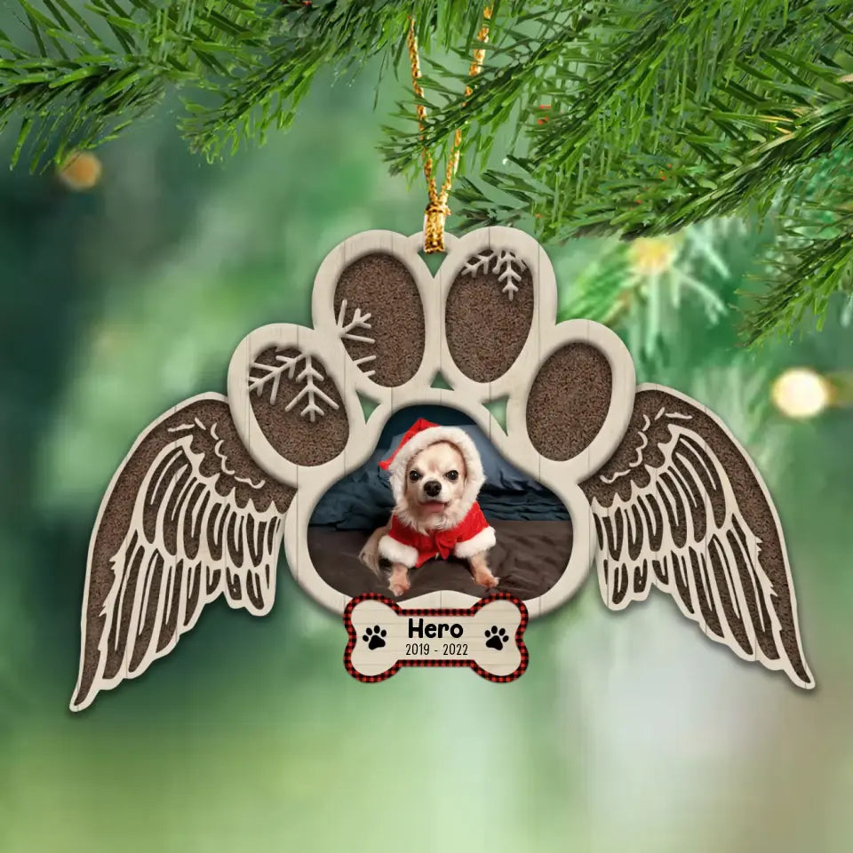 Personalized Upload Your Dog Photo Dog Memorial Wooden Ornament Printed NTMTHN23684